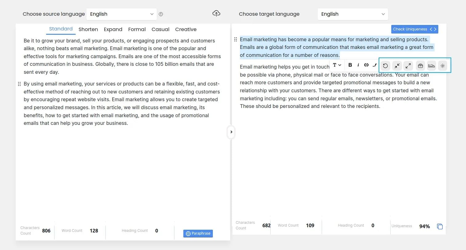 Shorten sentences like never before with the AISEO tool