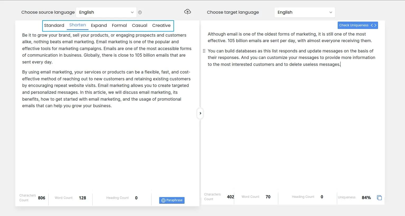 The idea of shortening sentences