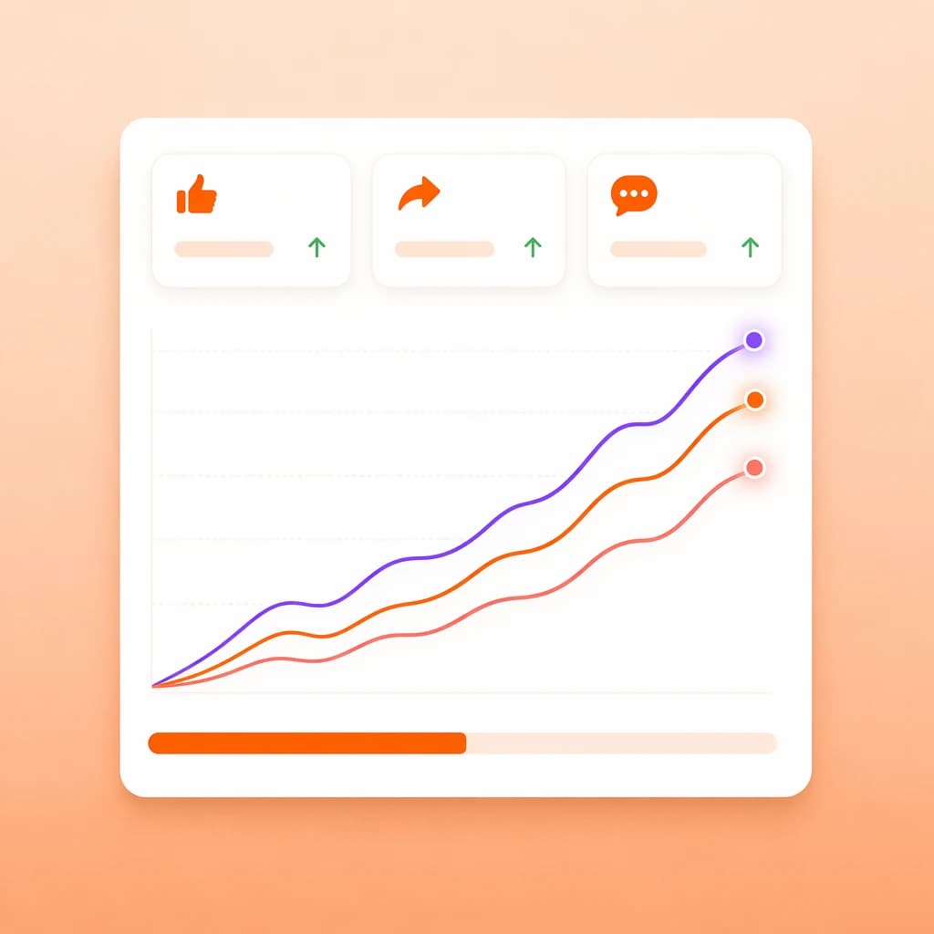 Post gaining +245% likes, +320% shares, and +180% comments